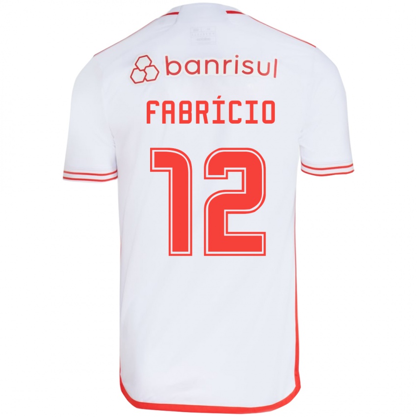 Mænd Fabrício #12 Hvid Rød Udebane Spillertrøjer 2024/25 Trøje T-Shirt