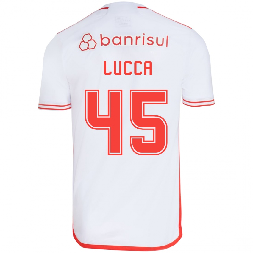 Mænd Lucca #45 Hvid Rød Udebane Spillertrøjer 2024/25 Trøje T-Shirt