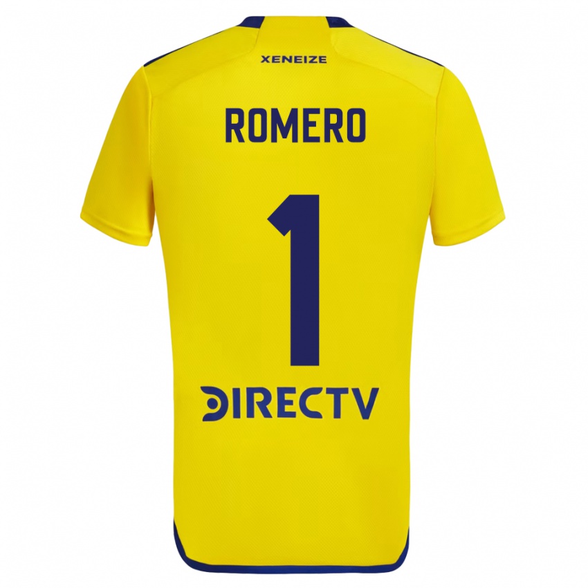 Mænd Sergio Romero #1 Gul Blå Udebane Spillertrøjer 2024/25 Trøje T-Shirt