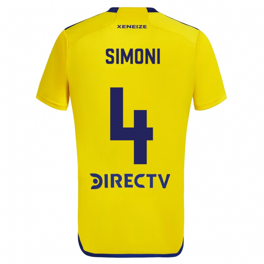 Mænd Tiago Simoni #4 Gul Blå Udebane Spillertrøjer 2024/25 Trøje T-Shirt