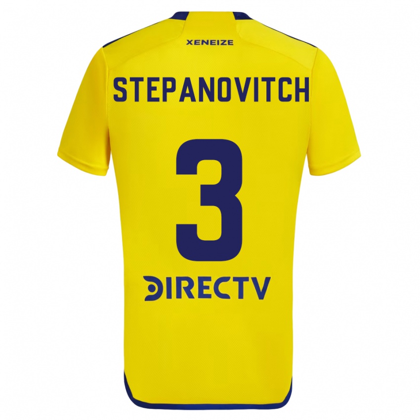 Mænd Nicolás Stepanovitch #3 Gul Blå Udebane Spillertrøjer 2024/25 Trøje T-Shirt