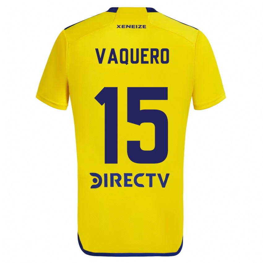 Mænd Iván Vaquero #15 Gul Blå Udebane Spillertrøjer 2024/25 Trøje T-Shirt