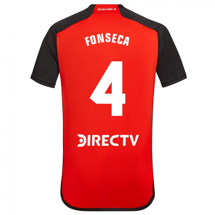 Mænd Nicolás Fonseca #4 Rød Sort Hvid Udebane Spillertrøjer 2024/25 Trøje T-Shirt