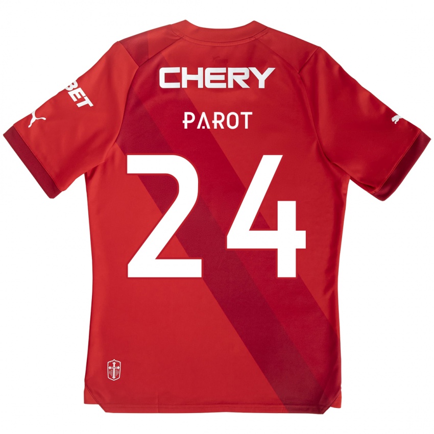 Mænd Alfonso Parot #24 Rød Hvid Udebane Spillertrøjer 2024/25 Trøje T-Shirt