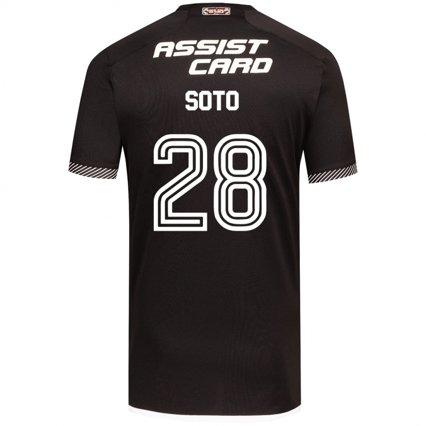 Mænd Lucas Soto #28 Sort Hvid Udebane Spillertrøjer 2024/25 Trøje T-Shirt