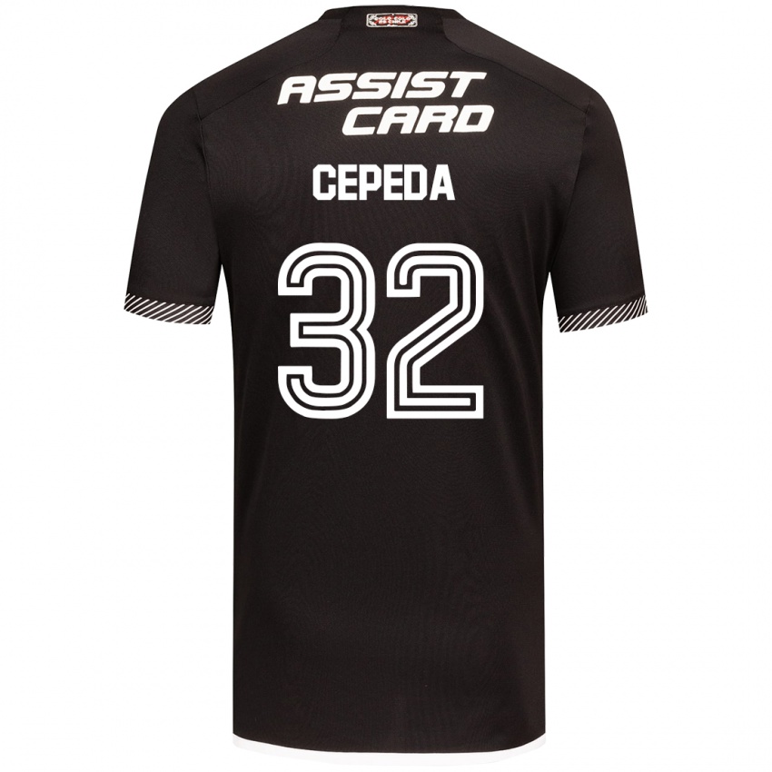 Mænd Lucas Cepeda #32 Sort Hvid Udebane Spillertrøjer 2024/25 Trøje T-Shirt