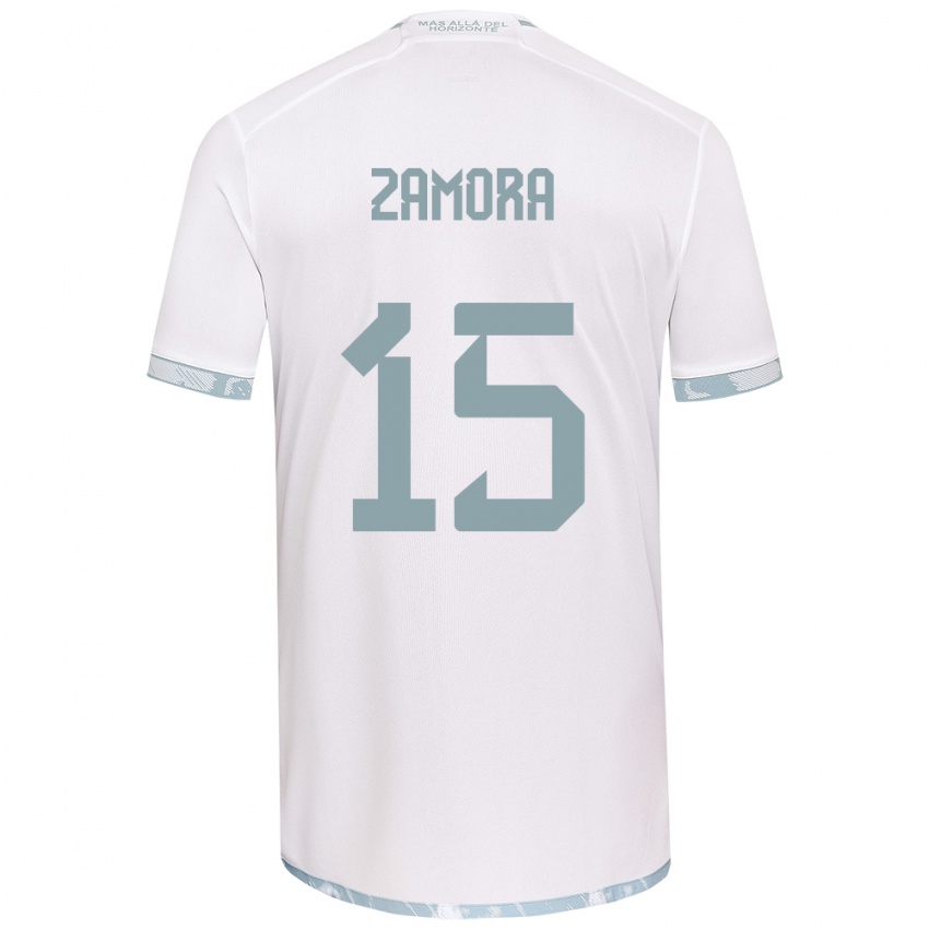 Mænd Daniela Zamora #15 Hvid Grå Udebane Spillertrøjer 2024/25 Trøje T-Shirt