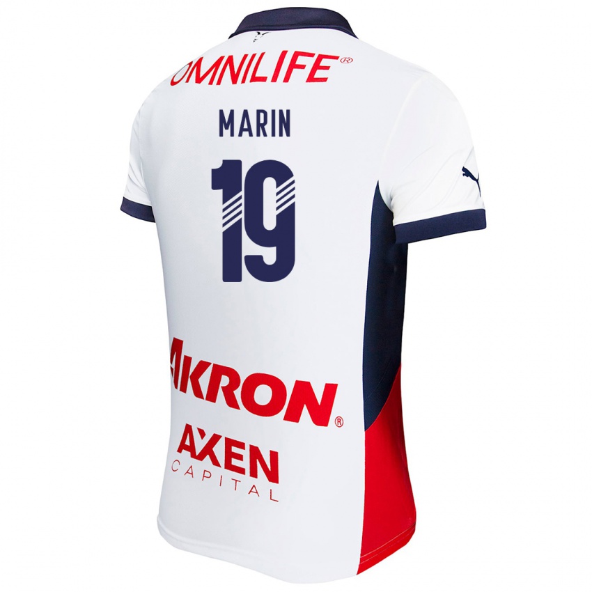 Mænd Ricardo Marín #19 Hvid Rød Blå Udebane Spillertrøjer 2024/25 Trøje T-Shirt