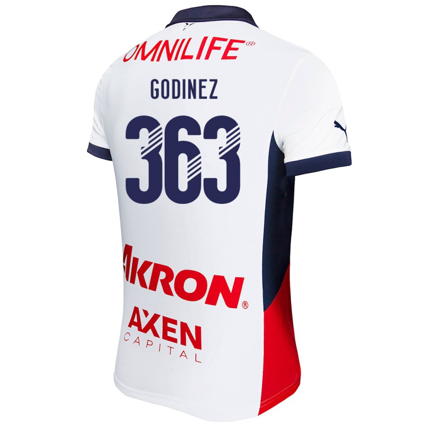 Mænd André Godinez #363 Hvid Rød Blå Udebane Spillertrøjer 2024/25 Trøje T-Shirt