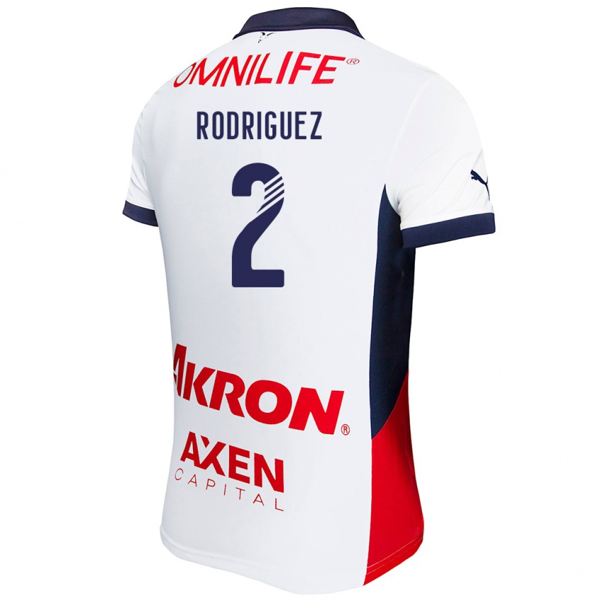 Mænd Jaqueline Rodríguez #2 Hvid Rød Blå Udebane Spillertrøjer 2024/25 Trøje T-Shirt