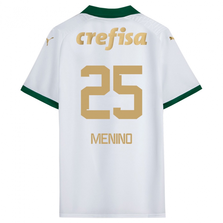 Mænd Gabriel Menino #25 Hvid Grøn Udebane Spillertrøjer 2024/25 Trøje T-Shirt