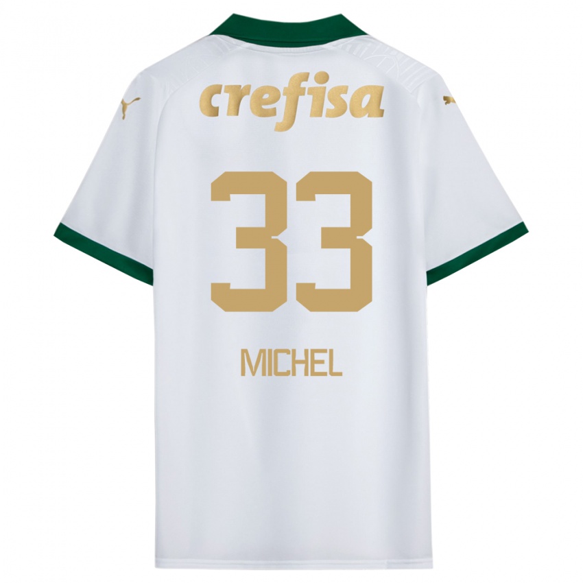 Mænd Michel #33 Hvid Grøn Udebane Spillertrøjer 2024/25 Trøje T-Shirt