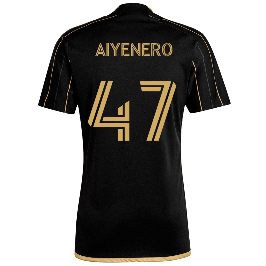 Kvinder Marius Aiyenero #47 Sort Guld Hjemmebane Spillertrøjer 2024/25 Trøje T-Shirt