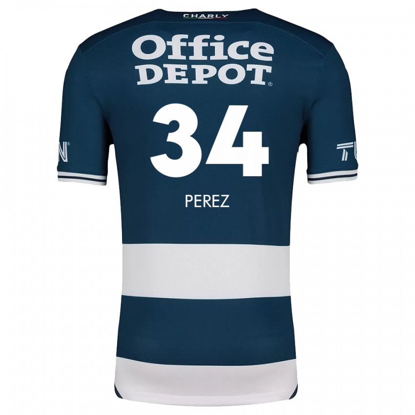 Kvinder Julio Pérez #34 Blå Hvid Hjemmebane Spillertrøjer 2024/25 Trøje T-Shirt