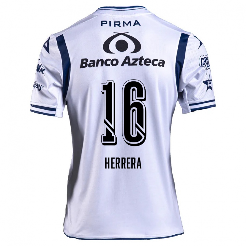 Kvinder Alberto Herrera #16 Hvid Marineblå Hjemmebane Spillertrøjer 2024/25 Trøje T-Shirt