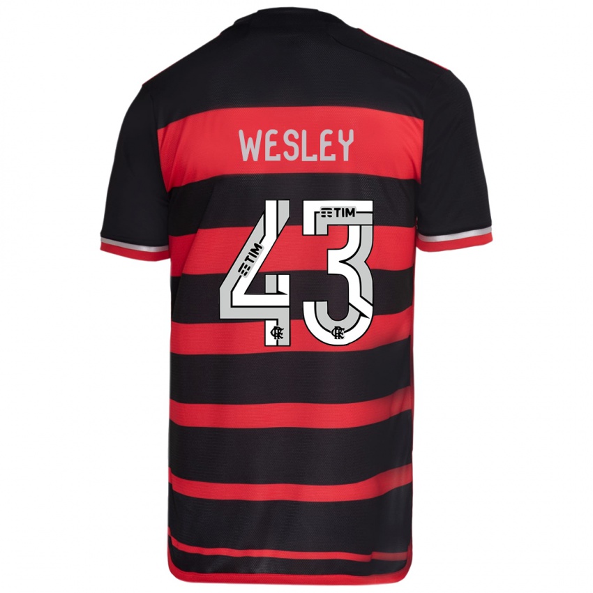 Kvinder Wesley #43 Rød Sort Hjemmebane Spillertrøjer 2024/25 Trøje T-Shirt