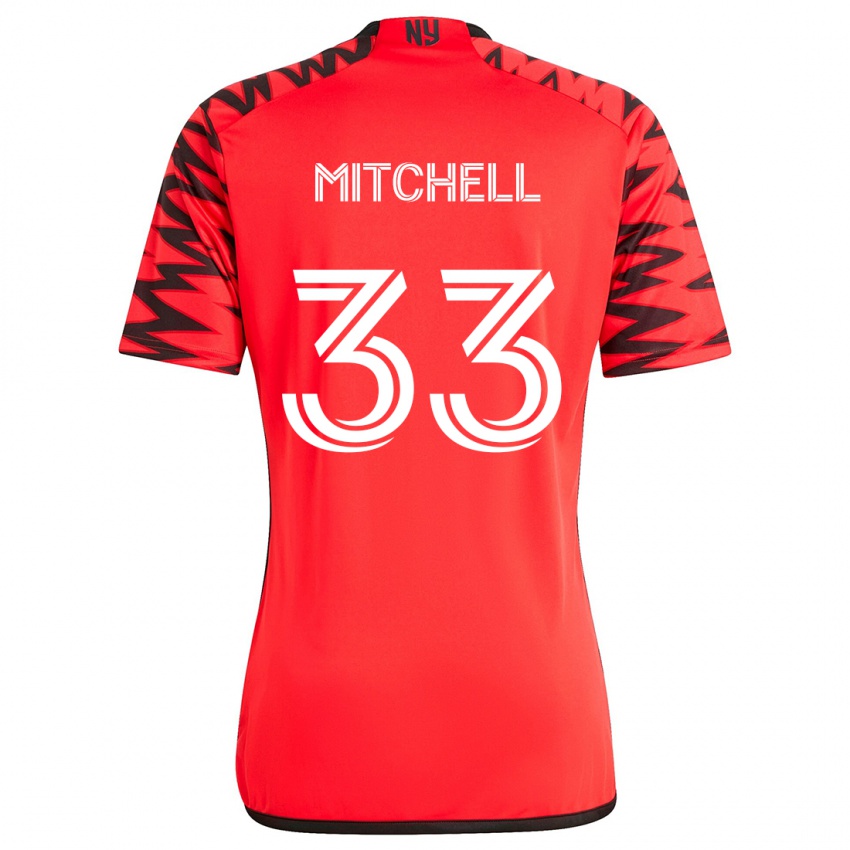 Kvinder Roald Mitchell #33 Rød Sort Hvid Udebane Spillertrøjer 2024/25 Trøje T-Shirt