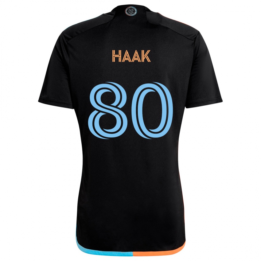 Kvinder Justin Haak #80 Sort Orange Blå Udebane Spillertrøjer 2024/25 Trøje T-Shirt