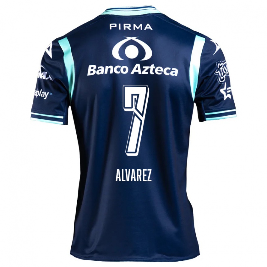 Kvinder Daniel Álvarez #7 Marine Blå Udebane Spillertrøjer 2024/25 Trøje T-Shirt