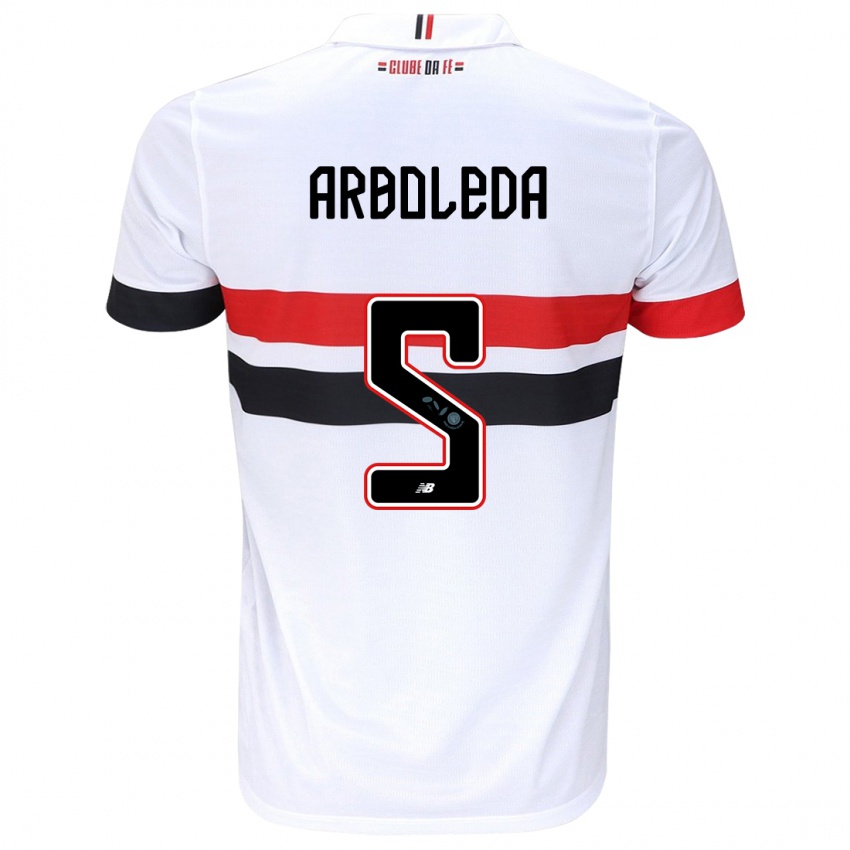 Børn Robert Arboleda #5 Hvid Rød Sort Hjemmebane Spillertrøjer 2024/25 Trøje T-Shirt