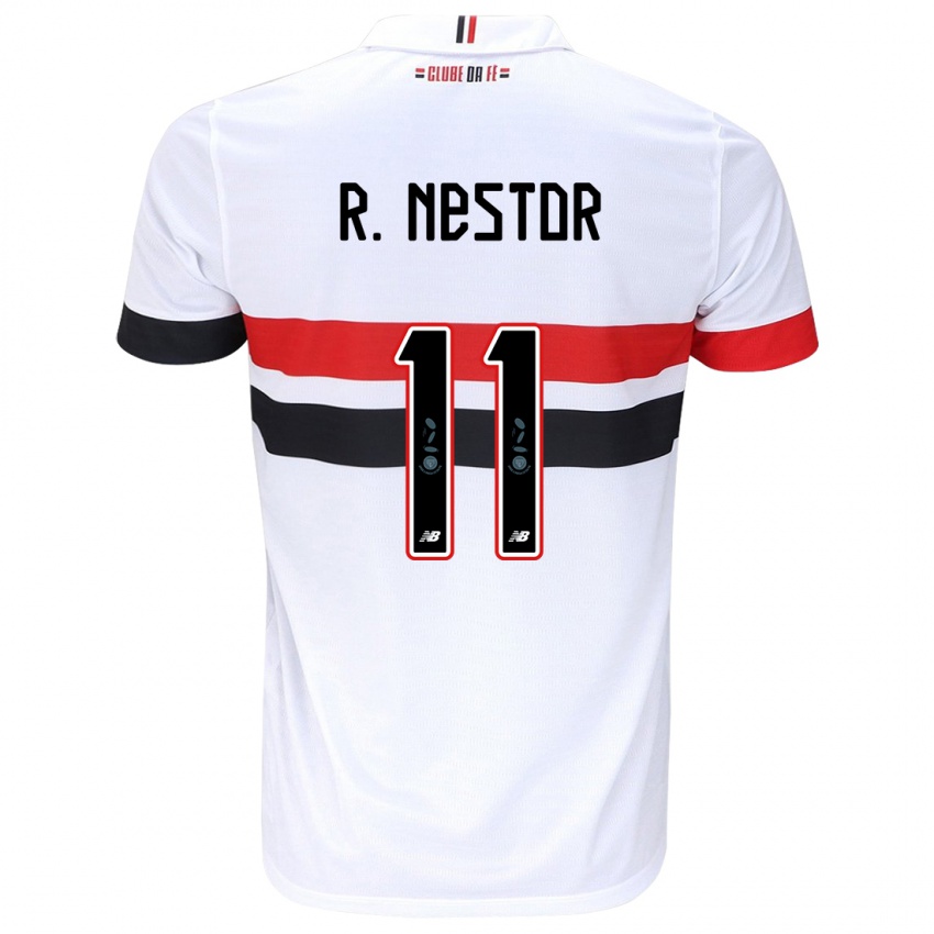 Børn Rodrigo Nestor #11 Hvid Rød Sort Hjemmebane Spillertrøjer 2024/25 Trøje T-Shirt