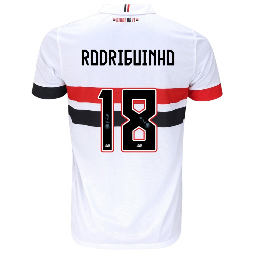 Børn Rodriguinho #18 Hvid Rød Sort Hjemmebane Spillertrøjer 2024/25 Trøje T-Shirt