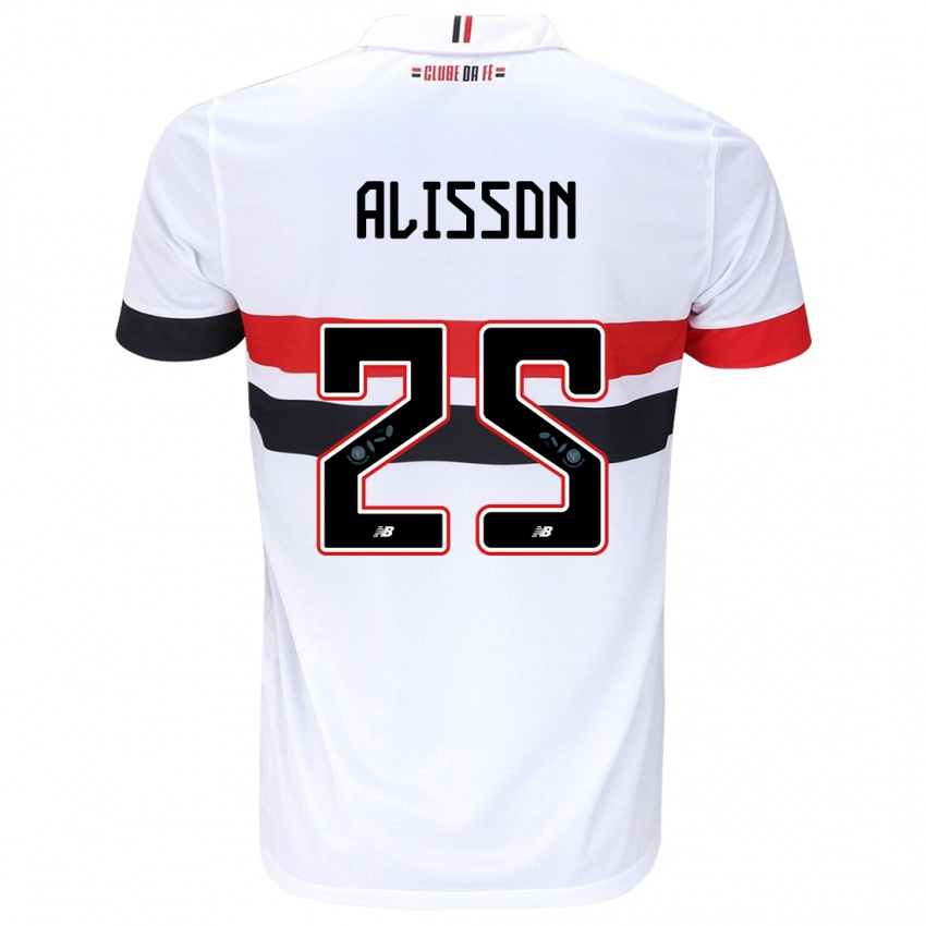 Børn Alisson #25 Hvid Rød Sort Hjemmebane Spillertrøjer 2024/25 Trøje T-Shirt