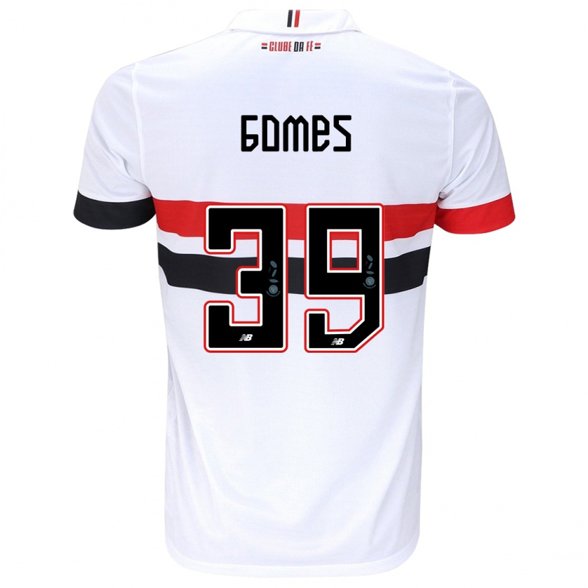 Børn William Gomes #39 Hvid Rød Sort Hjemmebane Spillertrøjer 2024/25 Trøje T-Shirt