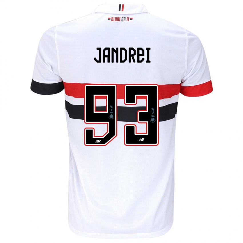 Børn Jandrei #93 Hvid Rød Sort Hjemmebane Spillertrøjer 2024/25 Trøje T-Shirt