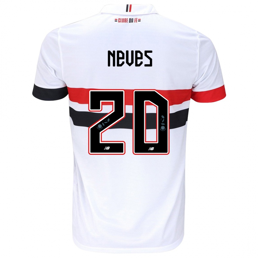 Børn Gabriel Neves #20 Hvid Rød Sort Hjemmebane Spillertrøjer 2024/25 Trøje T-Shirt