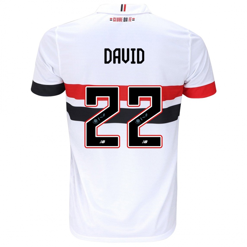 Børn David #22 Hvid Rød Sort Hjemmebane Spillertrøjer 2024/25 Trøje T-Shirt