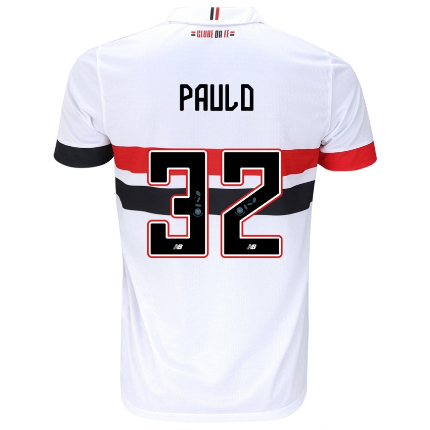 Børn Marcos Paulo #32 Hvid Rød Sort Hjemmebane Spillertrøjer 2024/25 Trøje T-Shirt