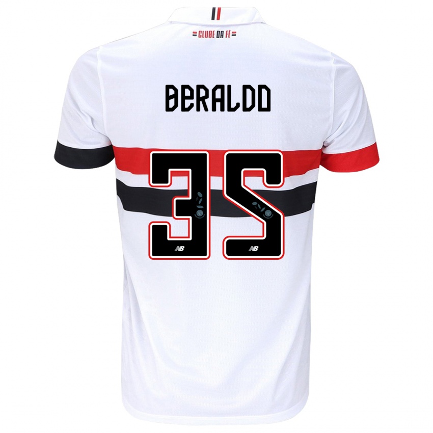 Børn Lucas Beraldo #35 Hvid Rød Sort Hjemmebane Spillertrøjer 2024/25 Trøje T-Shirt