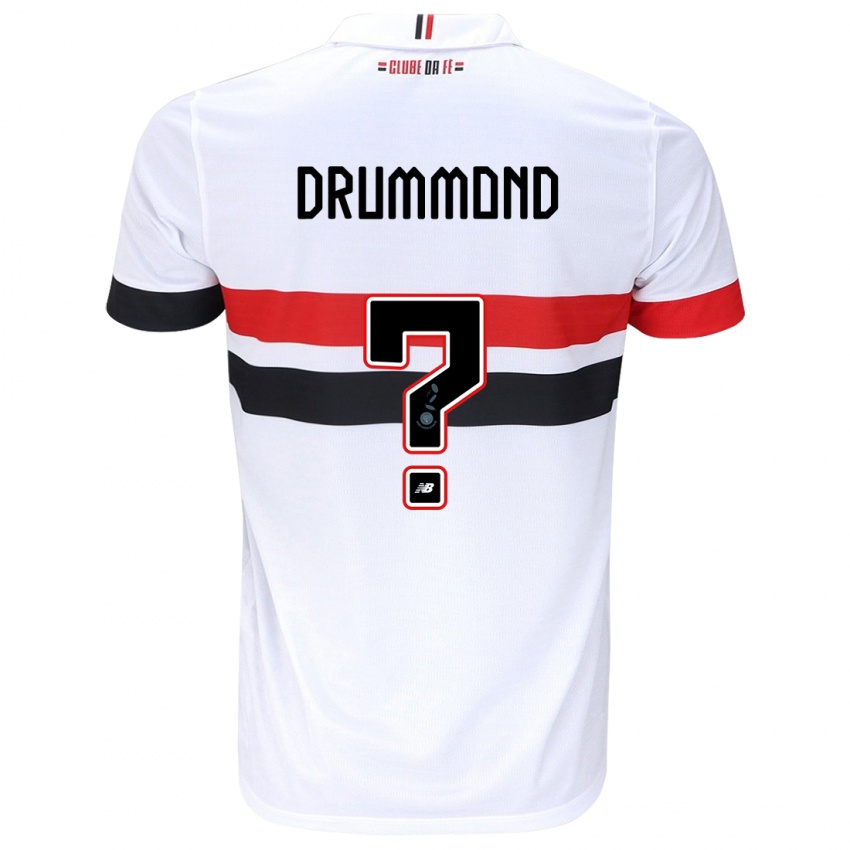 Børn Lucca Drummond #0 Hvid Rød Sort Hjemmebane Spillertrøjer 2024/25 Trøje T-Shirt