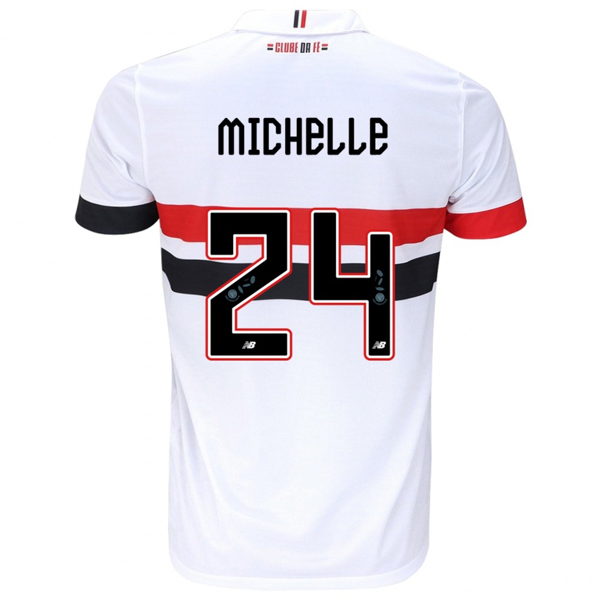 Børn Michelle #24 Hvid Rød Sort Hjemmebane Spillertrøjer 2024/25 Trøje T-Shirt