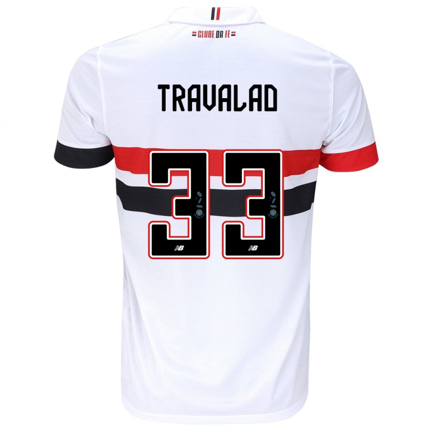 Børn Rafa Travalão #33 Hvid Rød Sort Hjemmebane Spillertrøjer 2024/25 Trøje T-Shirt