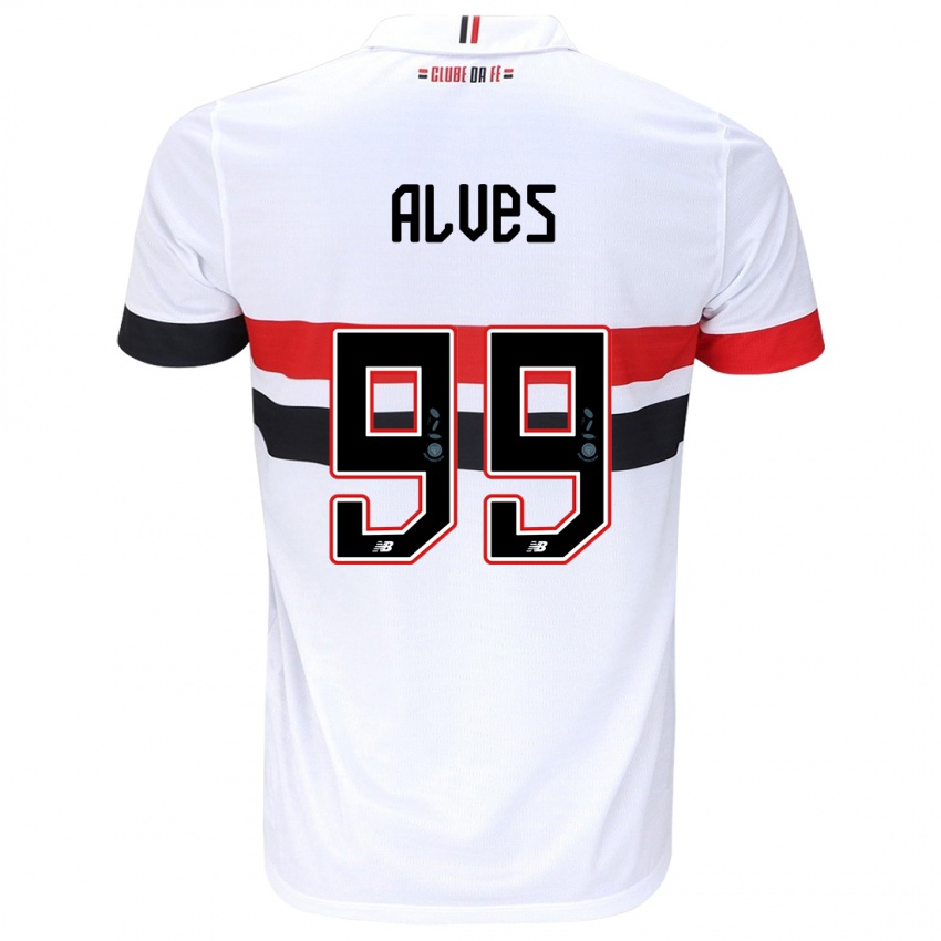 Børn Letícia Alves #99 Hvid Rød Sort Hjemmebane Spillertrøjer 2024/25 Trøje T-Shirt