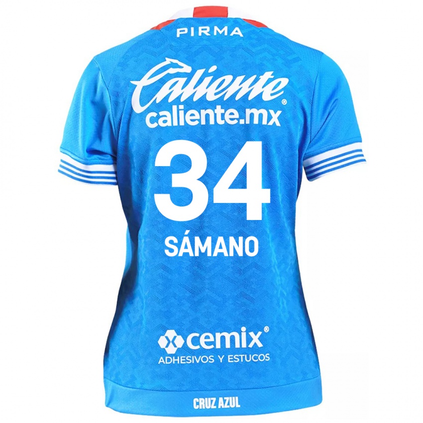 Børn Leonardo Sámano #34 Himmelblå Hjemmebane Spillertrøjer 2024/25 Trøje T-Shirt