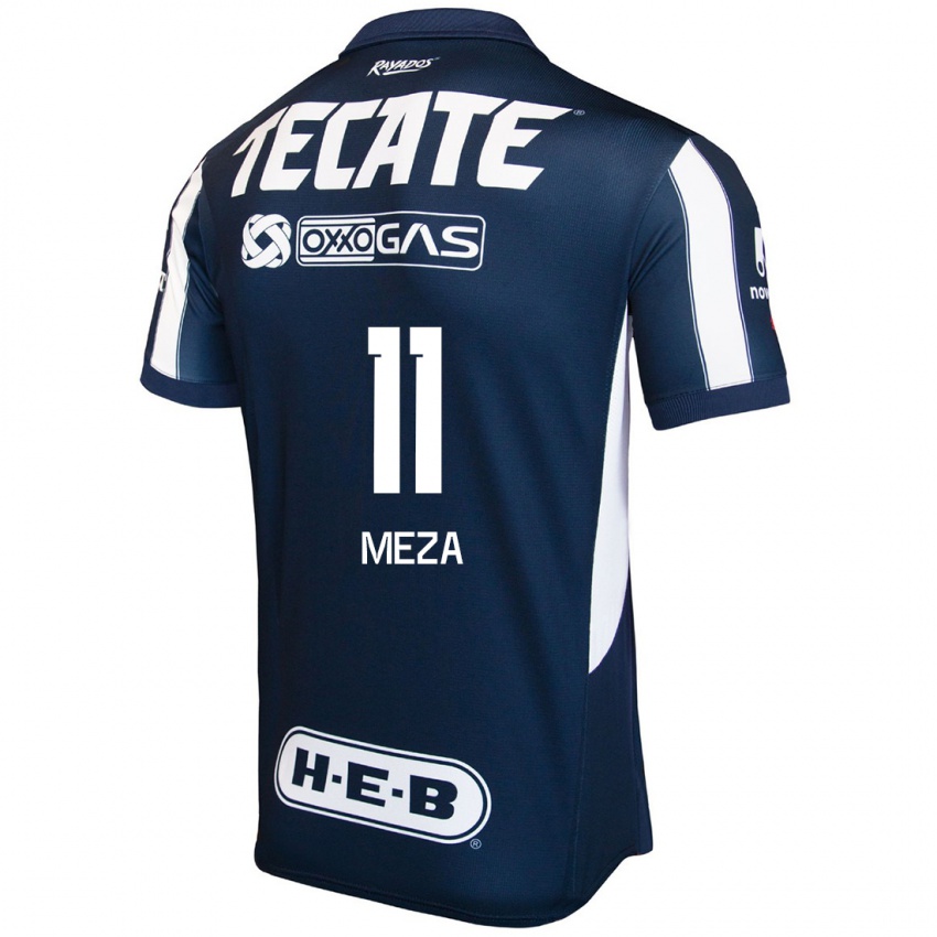 Børn Maximiliano Meza #11 Blå Rød Hvid Hjemmebane Spillertrøjer 2024/25 Trøje T-Shirt