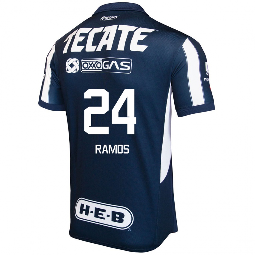 Børn César Ramos #24 Blå Rød Hvid Hjemmebane Spillertrøjer 2024/25 Trøje T-Shirt