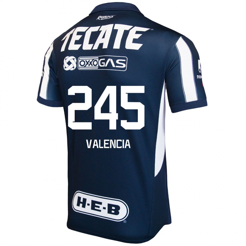 Børn Cristian Valencia #245 Blå Rød Hvid Hjemmebane Spillertrøjer 2024/25 Trøje T-Shirt