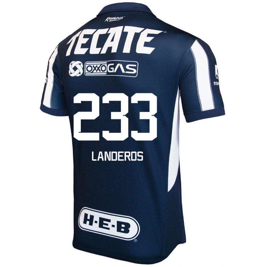 Børn Jorge Landeros #233 Blå Rød Hvid Hjemmebane Spillertrøjer 2024/25 Trøje T-Shirt