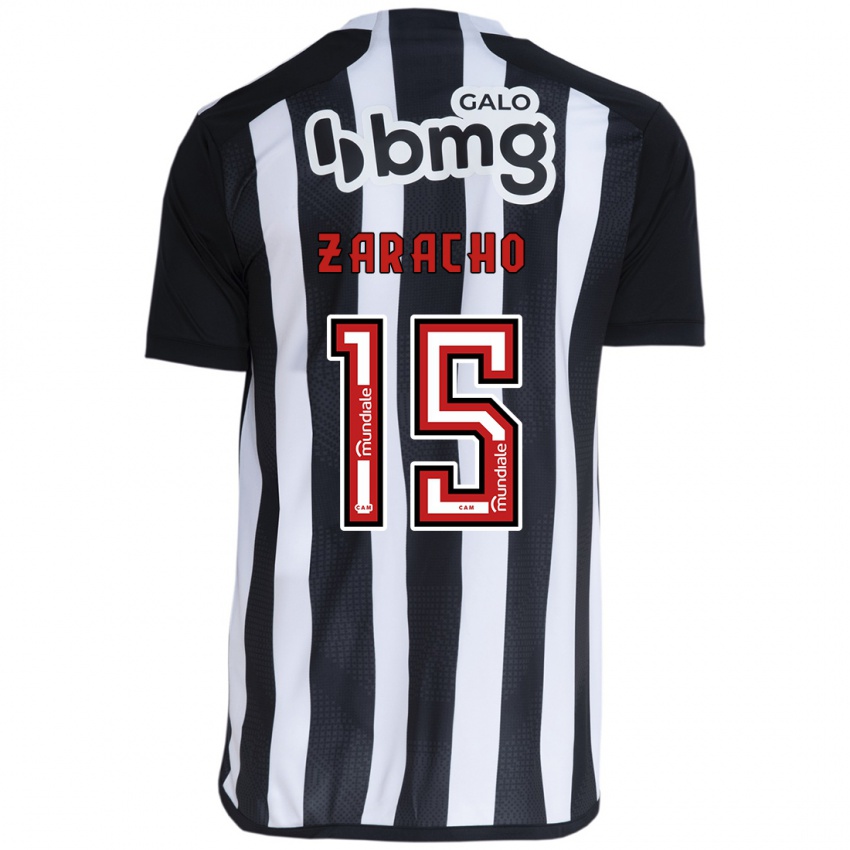 Børn Matías Zaracho #15 Hvid Sort Hjemmebane Spillertrøjer 2024/25 Trøje T-Shirt