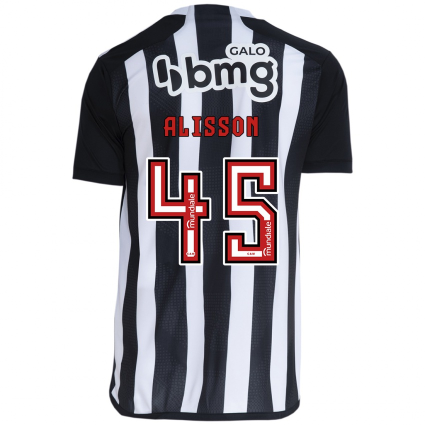 Børn Alisson #45 Hvid Sort Hjemmebane Spillertrøjer 2024/25 Trøje T-Shirt