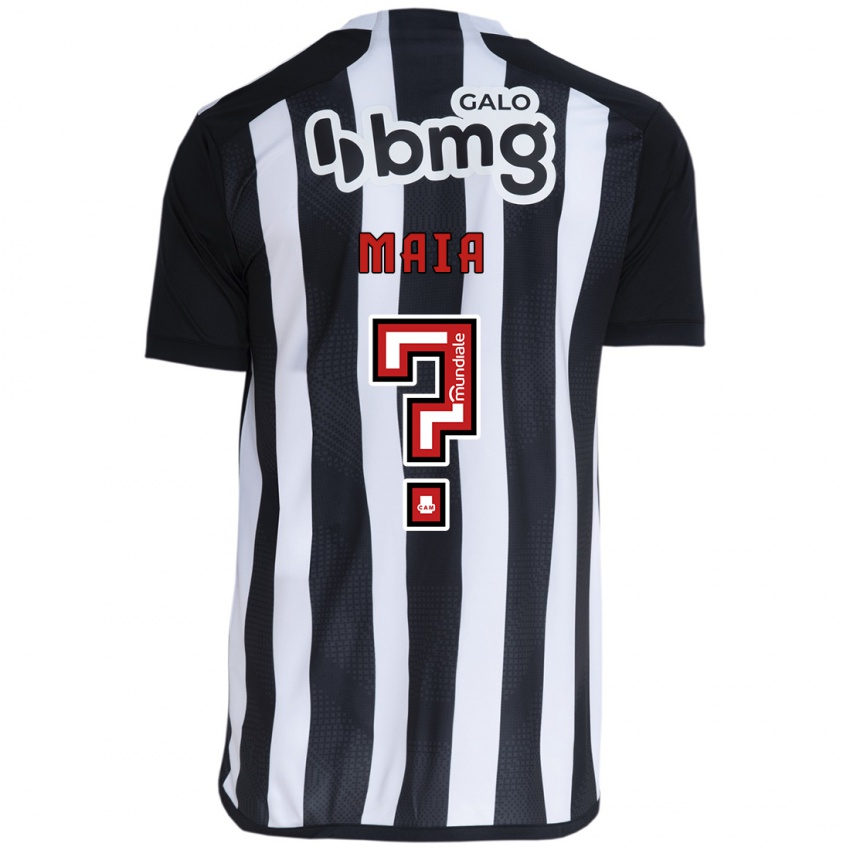 Børn Caio Maia #0 Hvid Sort Hjemmebane Spillertrøjer 2024/25 Trøje T-Shirt