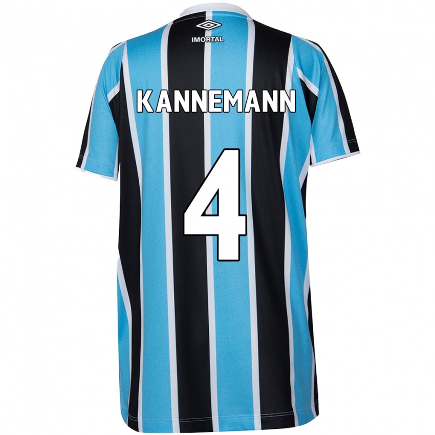 Børn Walter Kannemann #4 Blå Sort Hvid Hjemmebane Spillertrøjer 2024/25 Trøje T-Shirt