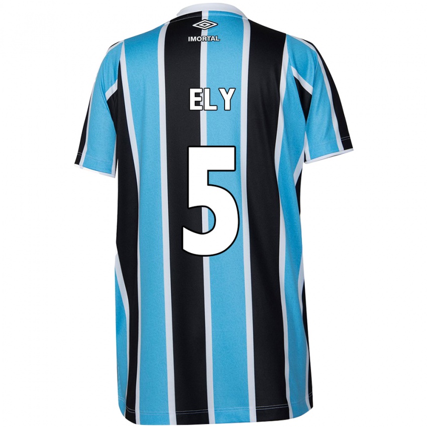 Børn Rodrigo Ely #5 Blå Sort Hvid Hjemmebane Spillertrøjer 2024/25 Trøje T-Shirt