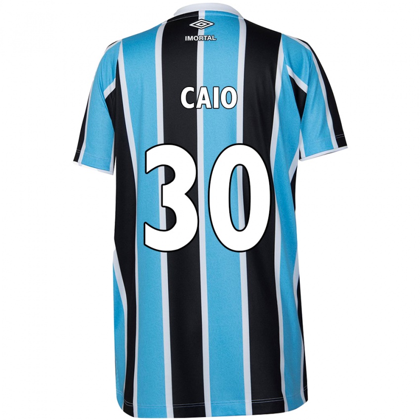 Børn Rodrigo Caio #30 Blå Sort Hvid Hjemmebane Spillertrøjer 2024/25 Trøje T-Shirt