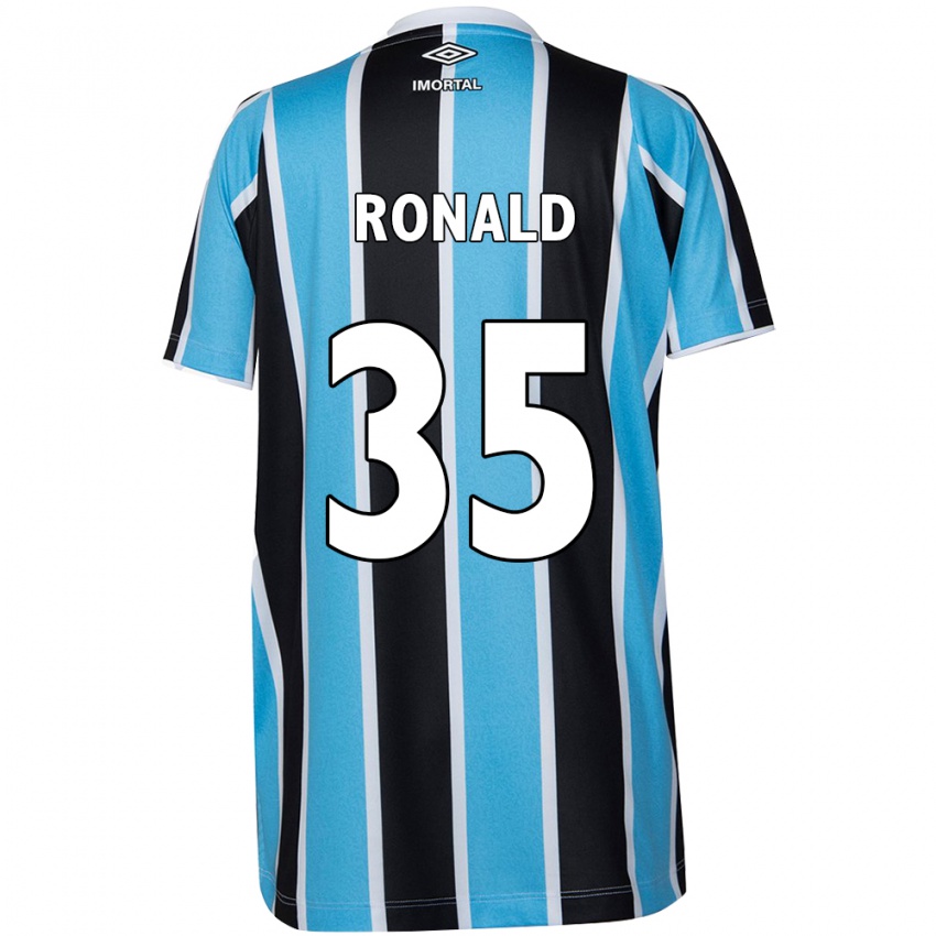 Børn Ronald #35 Blå Sort Hvid Hjemmebane Spillertrøjer 2024/25 Trøje T-Shirt