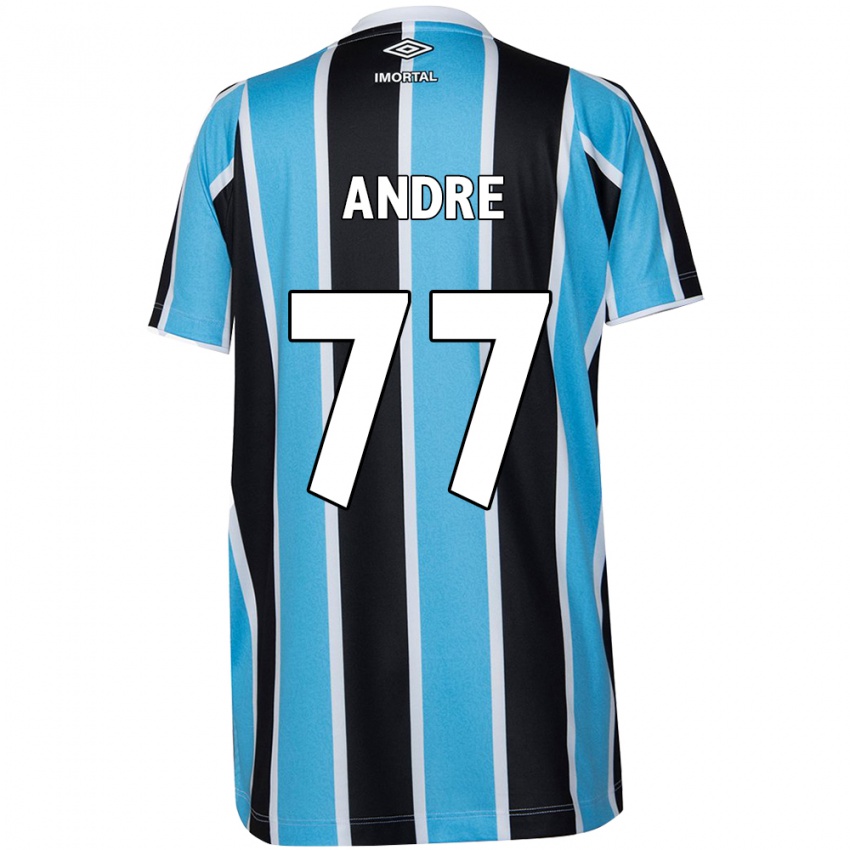 Børn André #77 Blå Sort Hvid Hjemmebane Spillertrøjer 2024/25 Trøje T-Shirt